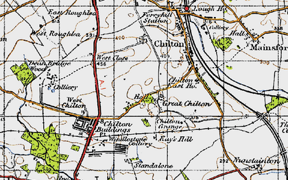 Old map of Great Chilton in 1947