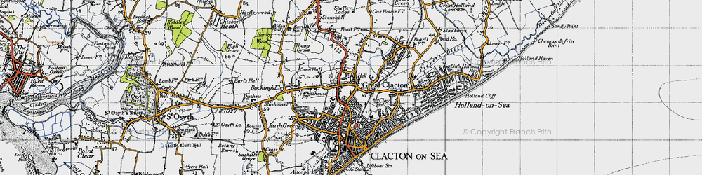 Old map of Great Clacton in 1946