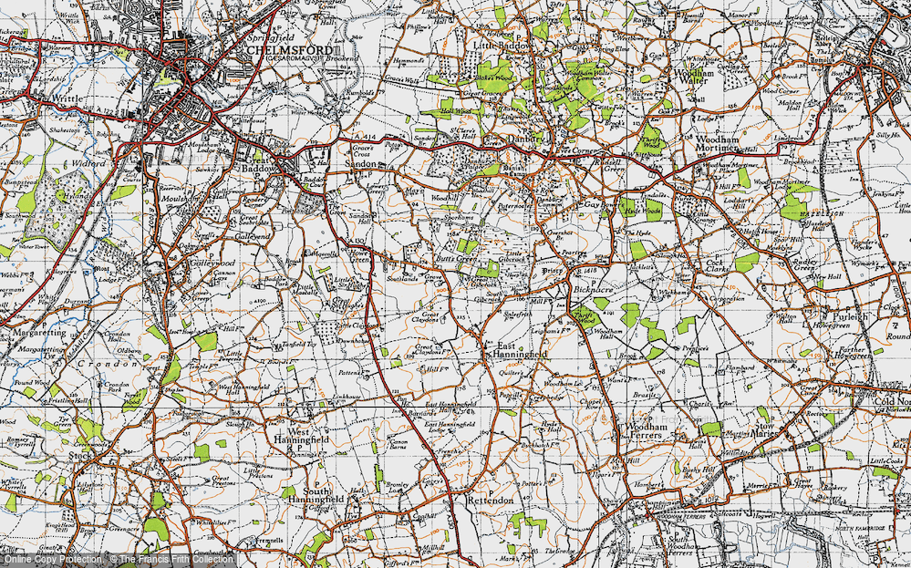 Old Map of Great Claydons, 1945 in 1945