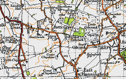 Old map of Great Claydons in 1945