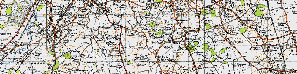 Old map of Great Claydons in 1945