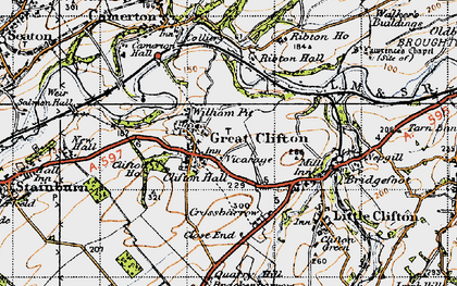Old map of Great Clifton in 1947