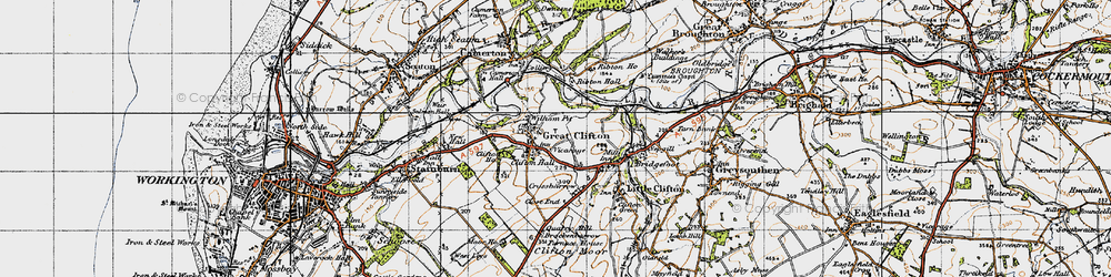 Old map of Great Clifton in 1947