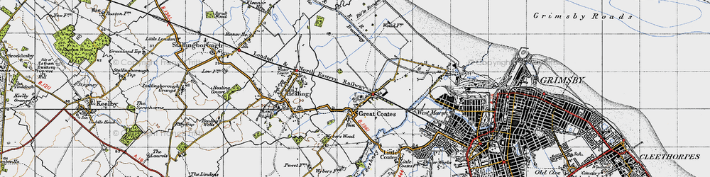 Old map of Great Coates in 1946