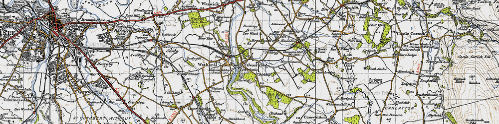 Old map of Great Corby in 1947