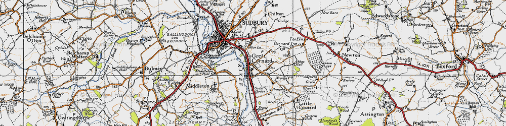 Old map of Great Cornard in 1946