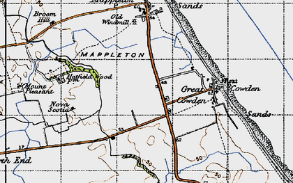 Old map of Great Cowden in 1947