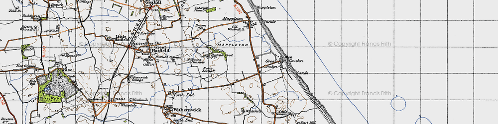 Old map of Great Cowden in 1947