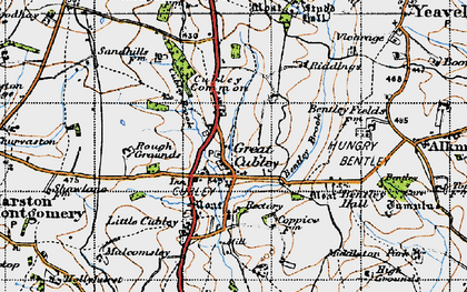Old map of Great Cubley in 1946