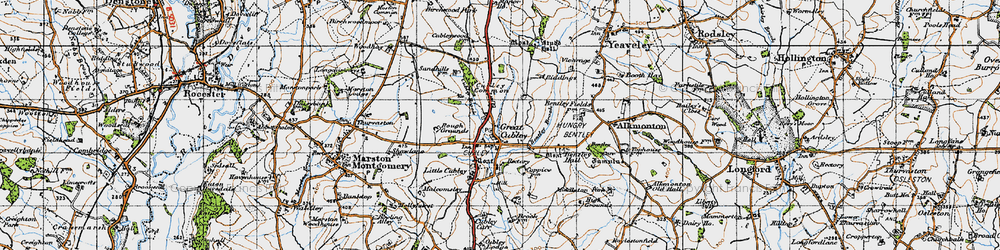 Old map of Great Cubley in 1946