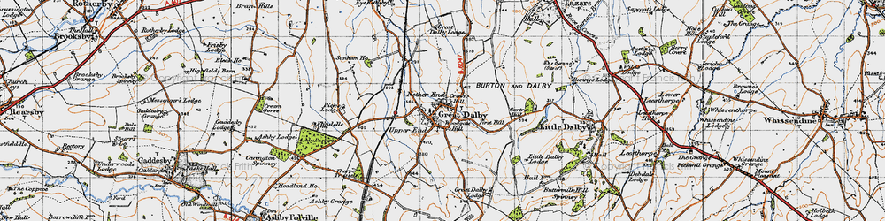 Old map of Great Dalby in 1946