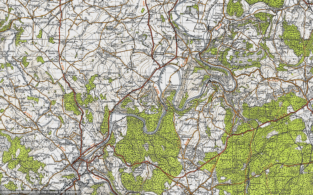 Old Map of Historic Map covering Symonds Yat Rock in 1947