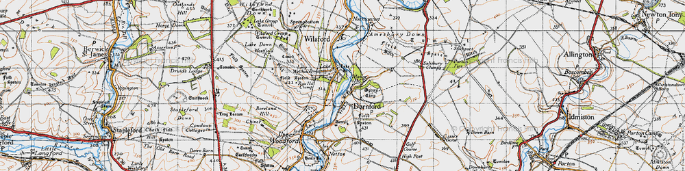 Old map of Great Durnford in 1940