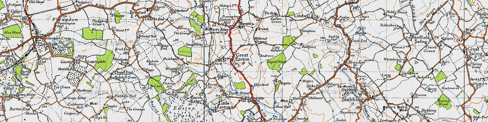 Old map of Great Easton in 1946