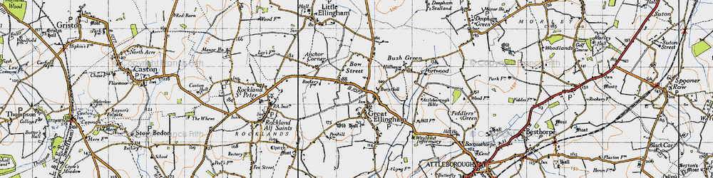 Old map of Great Ellingham in 1946