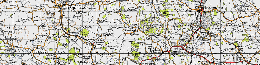Old map of Great Glemham in 1946