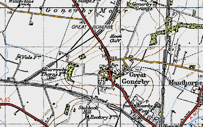 Old map of Gonerby Moor in 1946