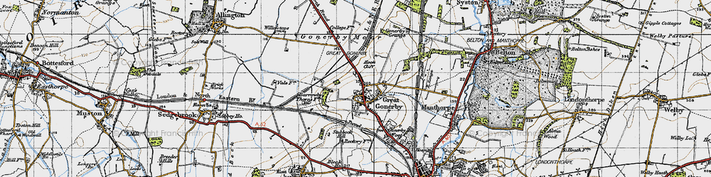 Old map of Great Gonerby in 1946