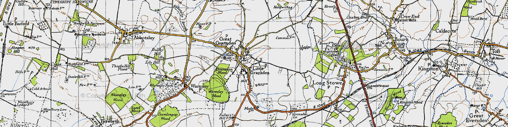 Old map of Great Gransden in 1946
