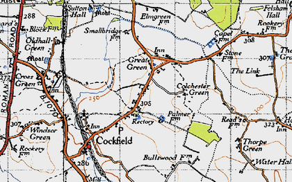 Old map of Great Green in 1946