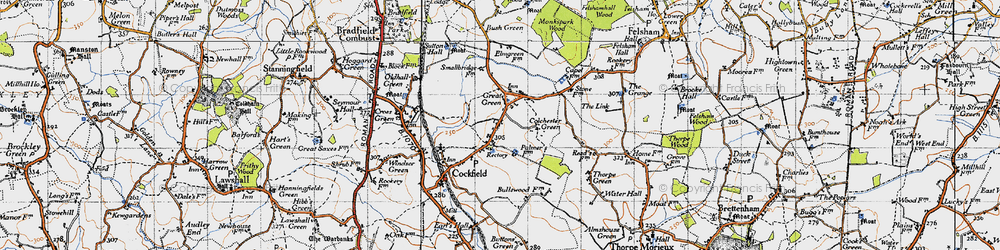 Old map of Great Green in 1946