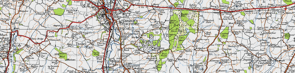 Old map of Great Hallingbury in 1946