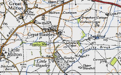 Old map of Great Haseley in 1947