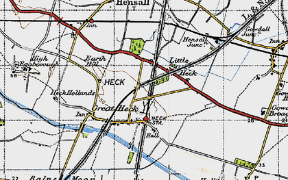 Old map of Great Heck in 1947