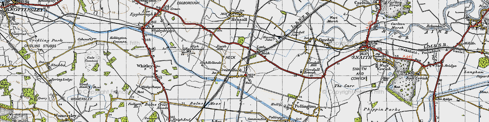 Old map of Great Heck in 1947