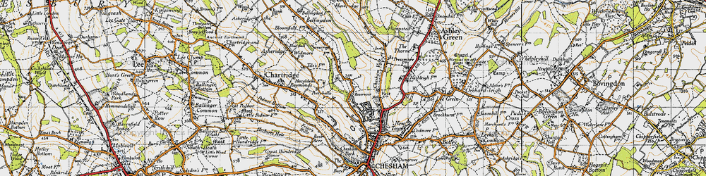 Old map of Great Hivings in 1946