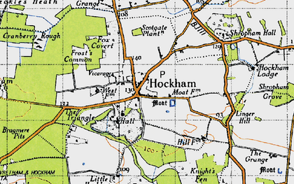 Old map of Great Hockham in 1946
