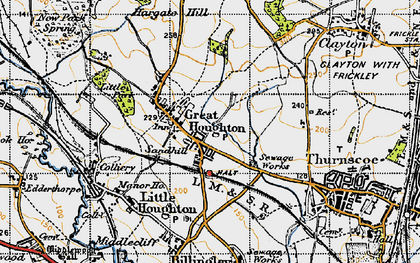 Old map of Great Houghton in 1947