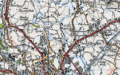 Old map of Great Howarth in 1947