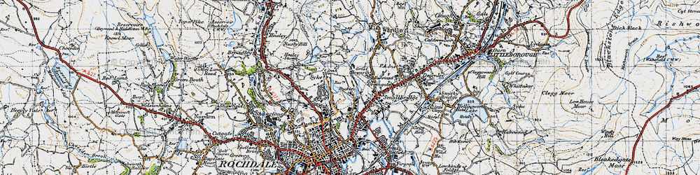 Old map of Great Howarth in 1947