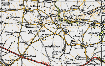 Old map of Great Hucklow in 1947