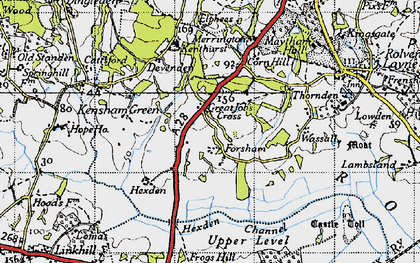 Old map of Great Job's Cross in 1940