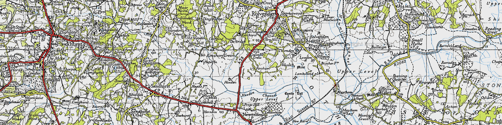 Old map of Great Job's Cross in 1940