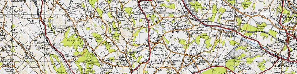 Old map of Great Kingshill in 1947
