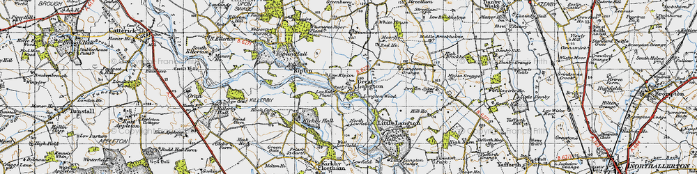 Old map of Great Langton in 1947