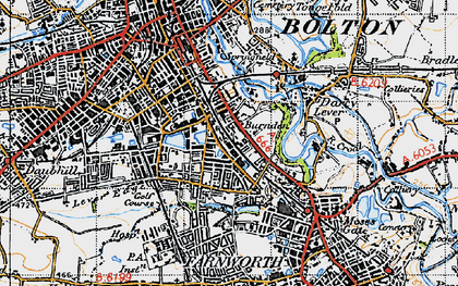 Old map of Great Lever in 1947