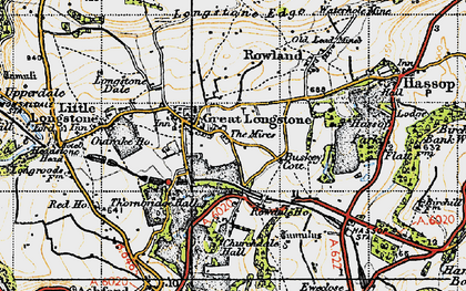 Old map of Great Longstone in 1947