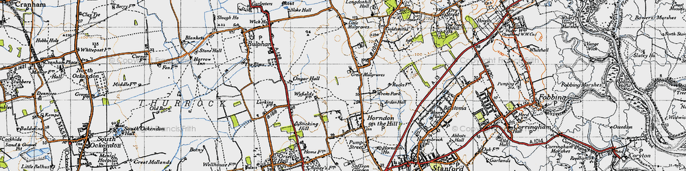 Old map of Great Malgraves in 1946