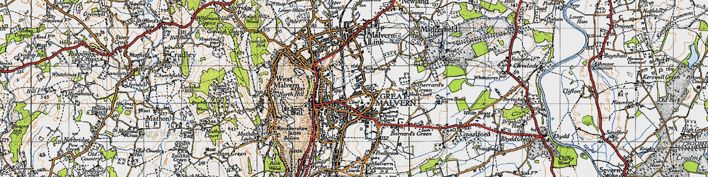 Old map of Great Malvern in 1947