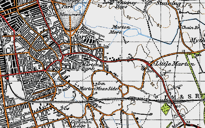 Old map of Great Marton in 1947