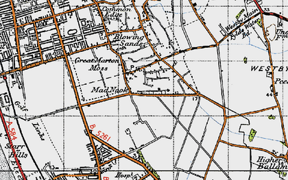 Old map of Great Marton Moss in 1947