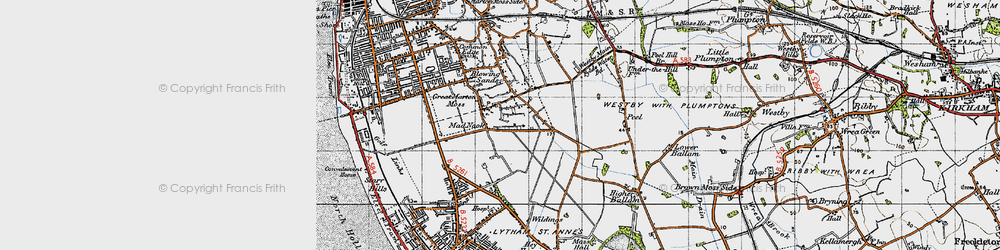 Old map of Great Marton Moss in 1947