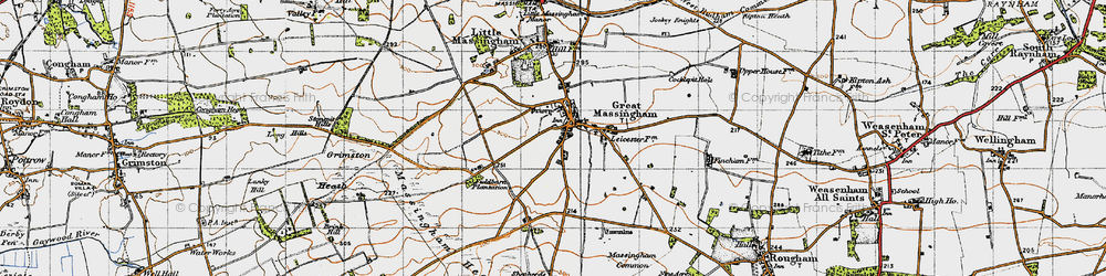 Old map of Great Massingham in 1946