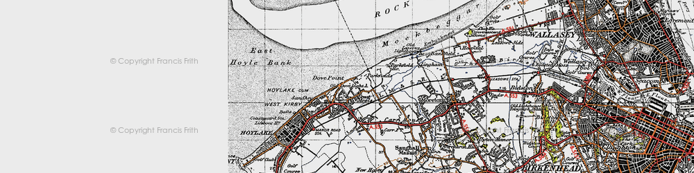 Old map of Great Meols in 1947