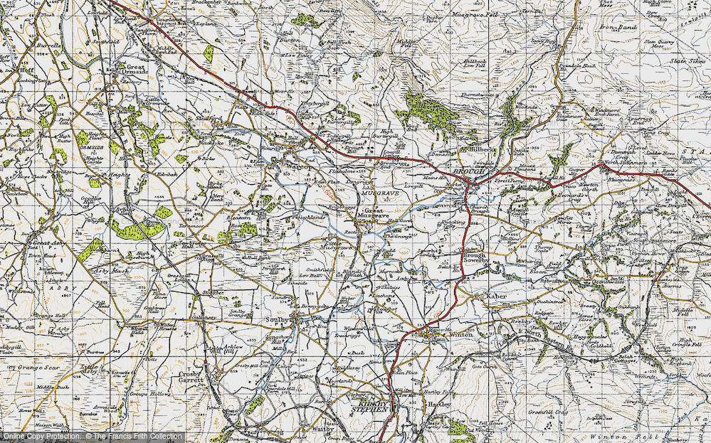 Old Map of Historic Map covering Blands Wath in 1947