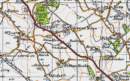 Old map of Great Ness in 1947